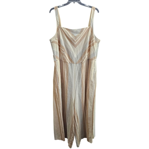 Anthropologie Pants - Anthropologie Tan and Cream Striped Jumpsuit
